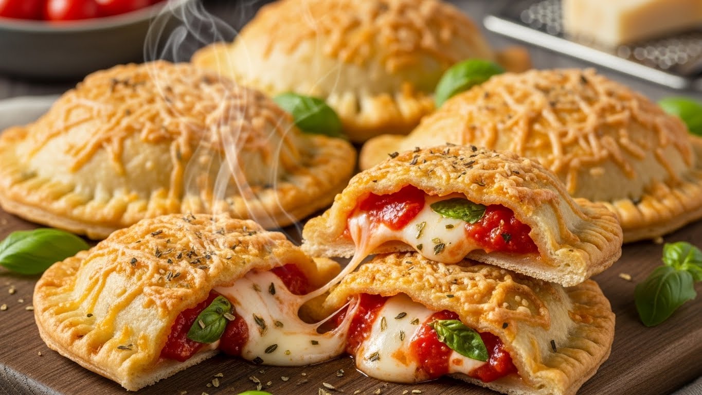 Bolsos Crocantes de Parmesão e Tomate (Pizza Pockets Rápidos)