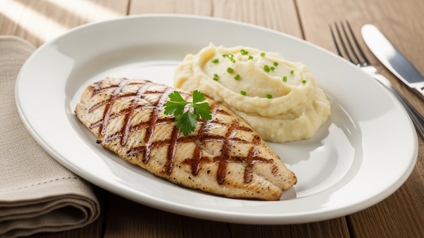 Tilápia Grelhada com Purê de Batata