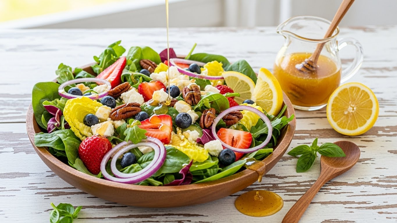 Salada de Verão Refrescante com Vinagrete de Limão e Mel