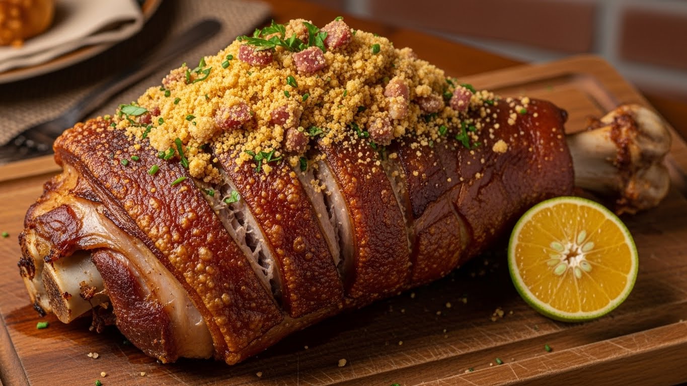 Pernil Assado com Farofa Crocante