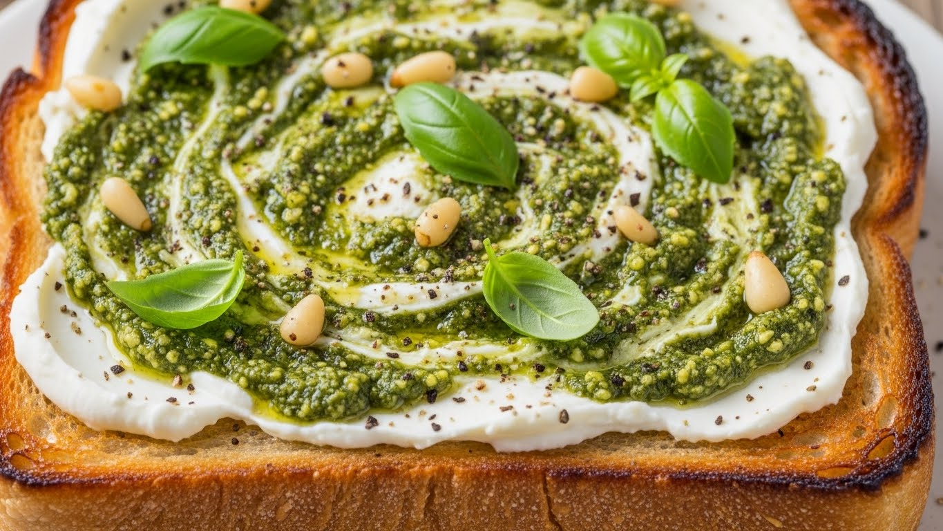 Torrada Crocante de Pesto e Queijo Cremoso