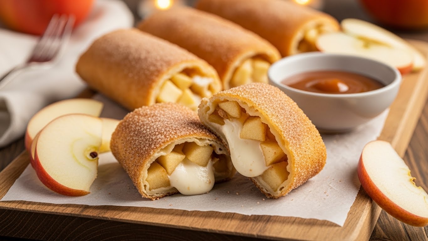 Rolinhos Crocantes de Maçã e Queijo Cremoso