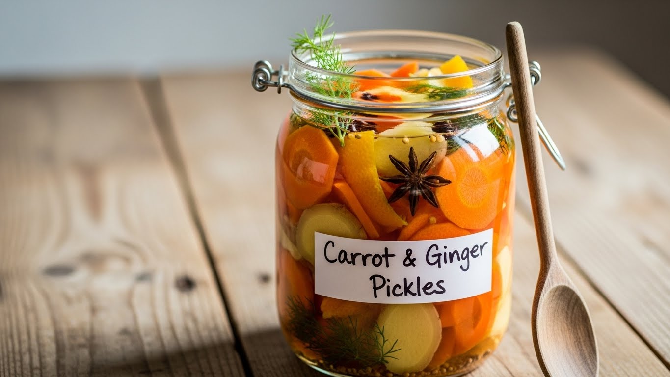 Picles Rústicos de Cenoura e Gengibre com Toque Cítrico