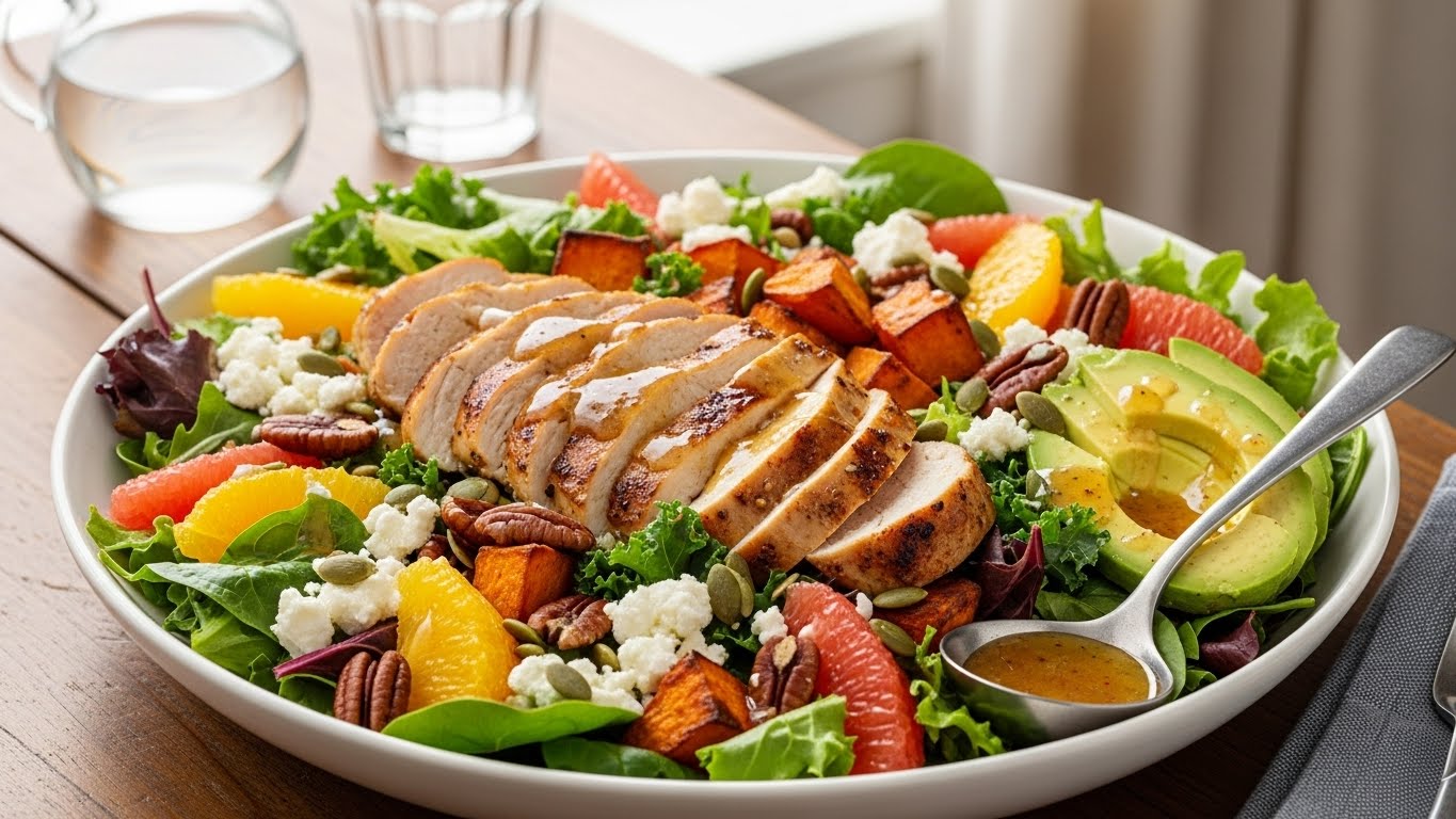 Salada Power de Frango Cítrico e Batata Doce