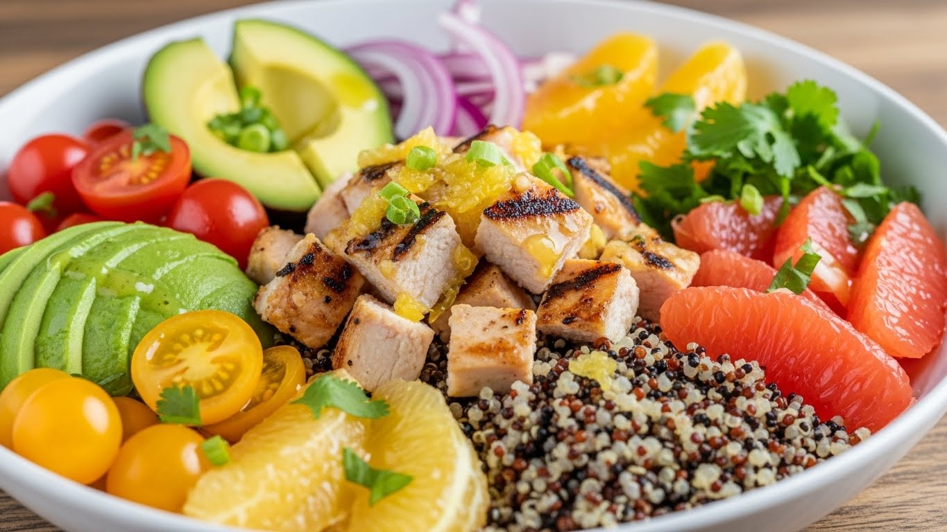 Tigela Proteica Power: Frango Cítrico e Quinoa