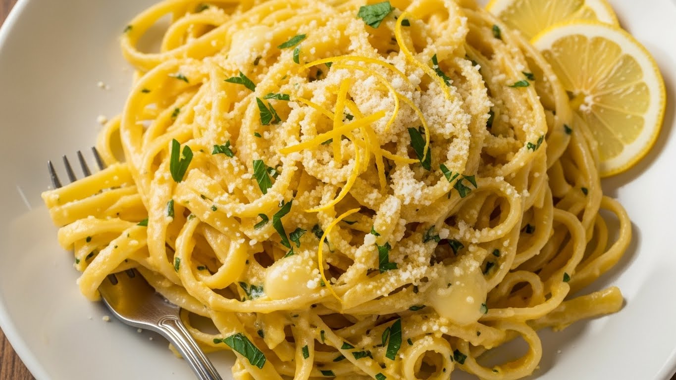 Fettuccine ao Molho Cremoso de Limão Siciliano e Parmesão