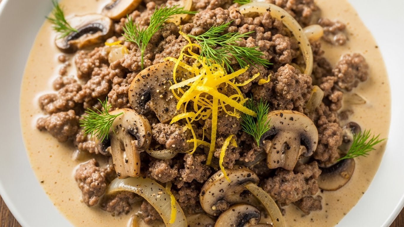Estrogonofe Rápido de Carne Moída ao Limão