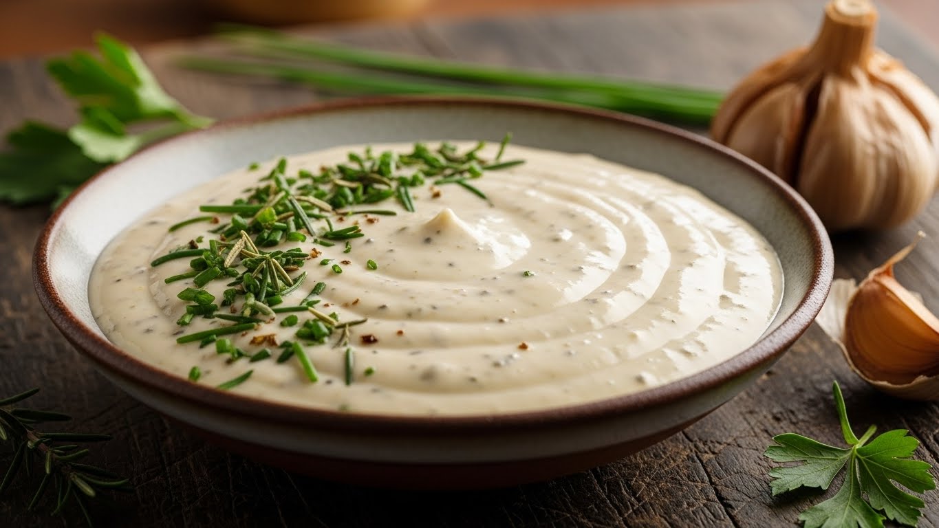 Molho Cremoso de Alho Defumado e Ervas Frescas
