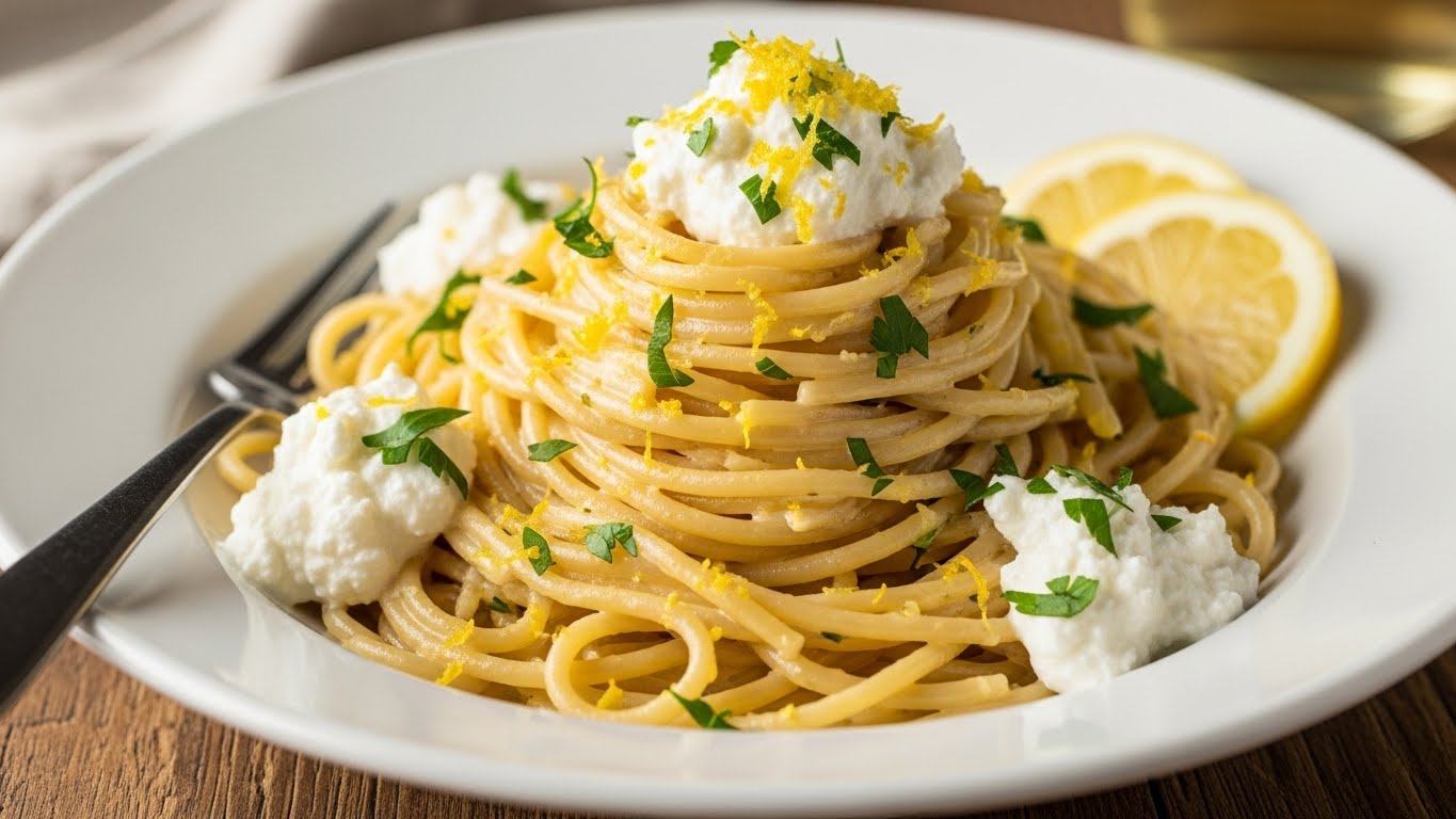 Spaghetti Cremoso de Limão e Ricota Fresca