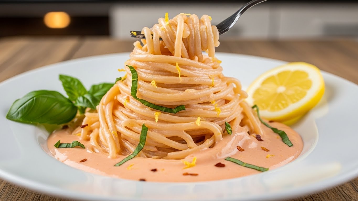 Espaguete Cremoso ao Molho Rosa Rápido de Limão