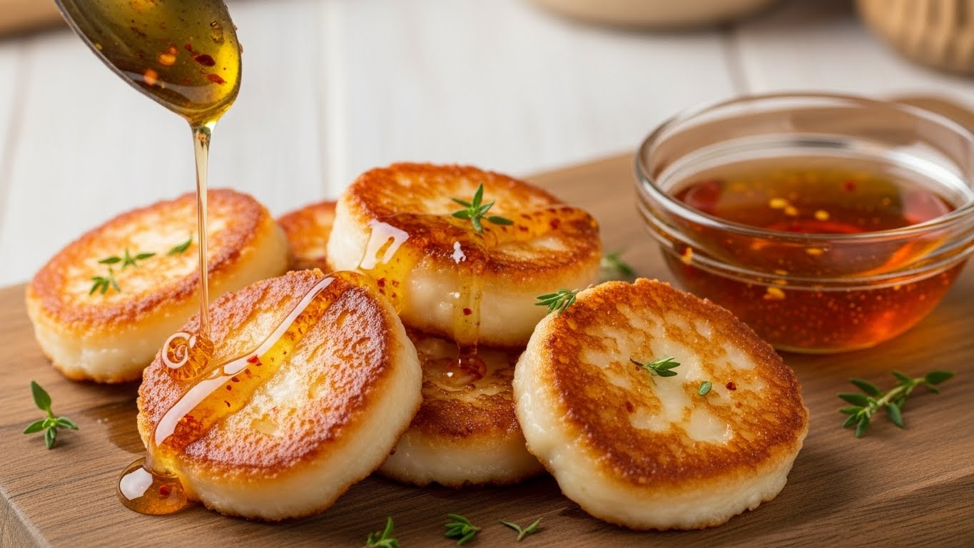 Rounds de Queijo Crocante com Mel Picante