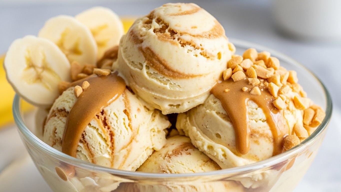 Sorvete Fit de Banana com Pasta de Amendoim