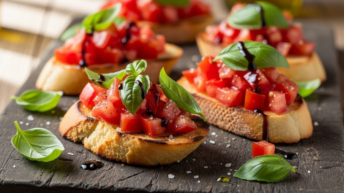 Bruschettas de Tomate e Manjericão