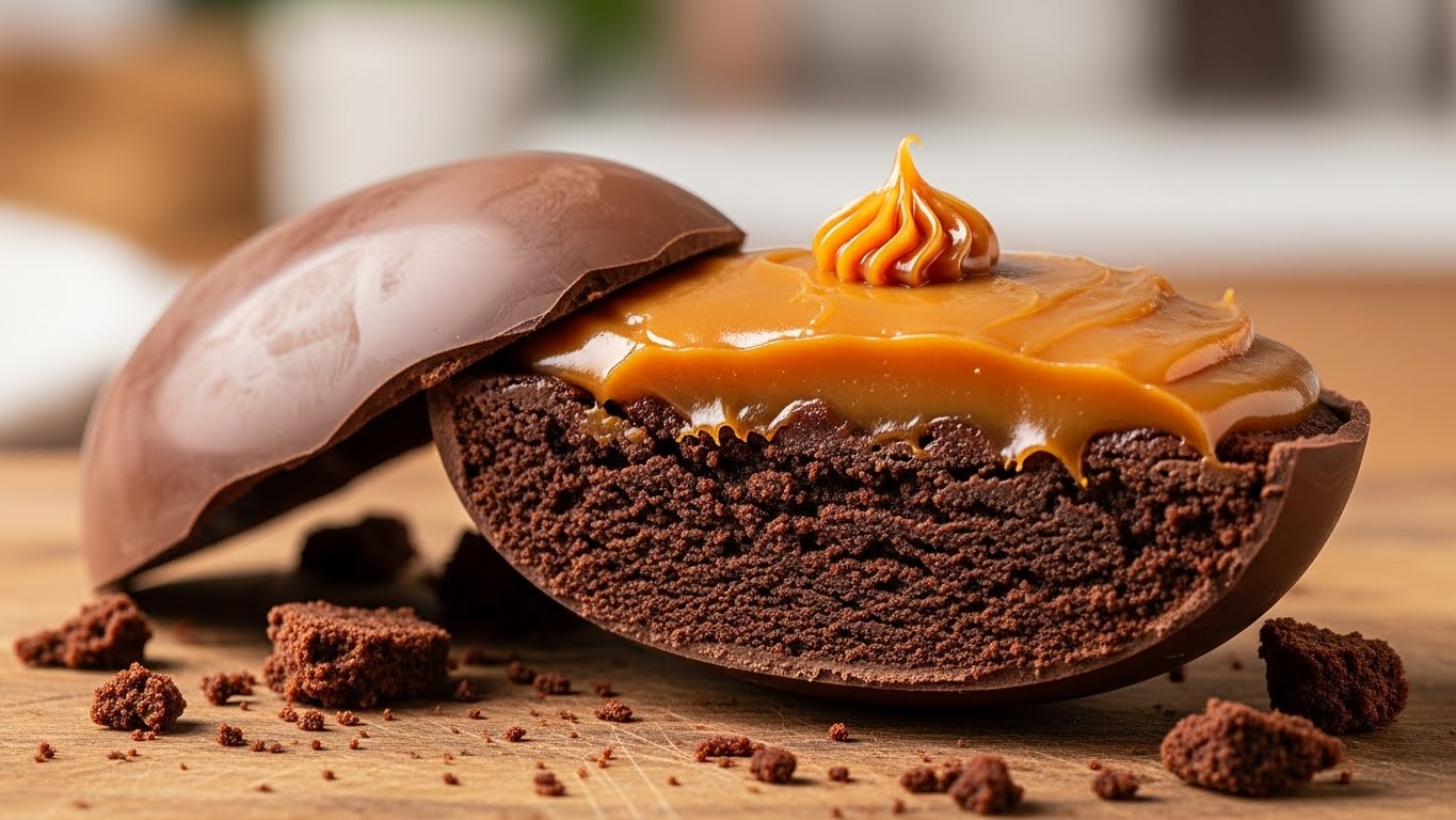 Ovo de Colher de Brownie com Doce de Leite