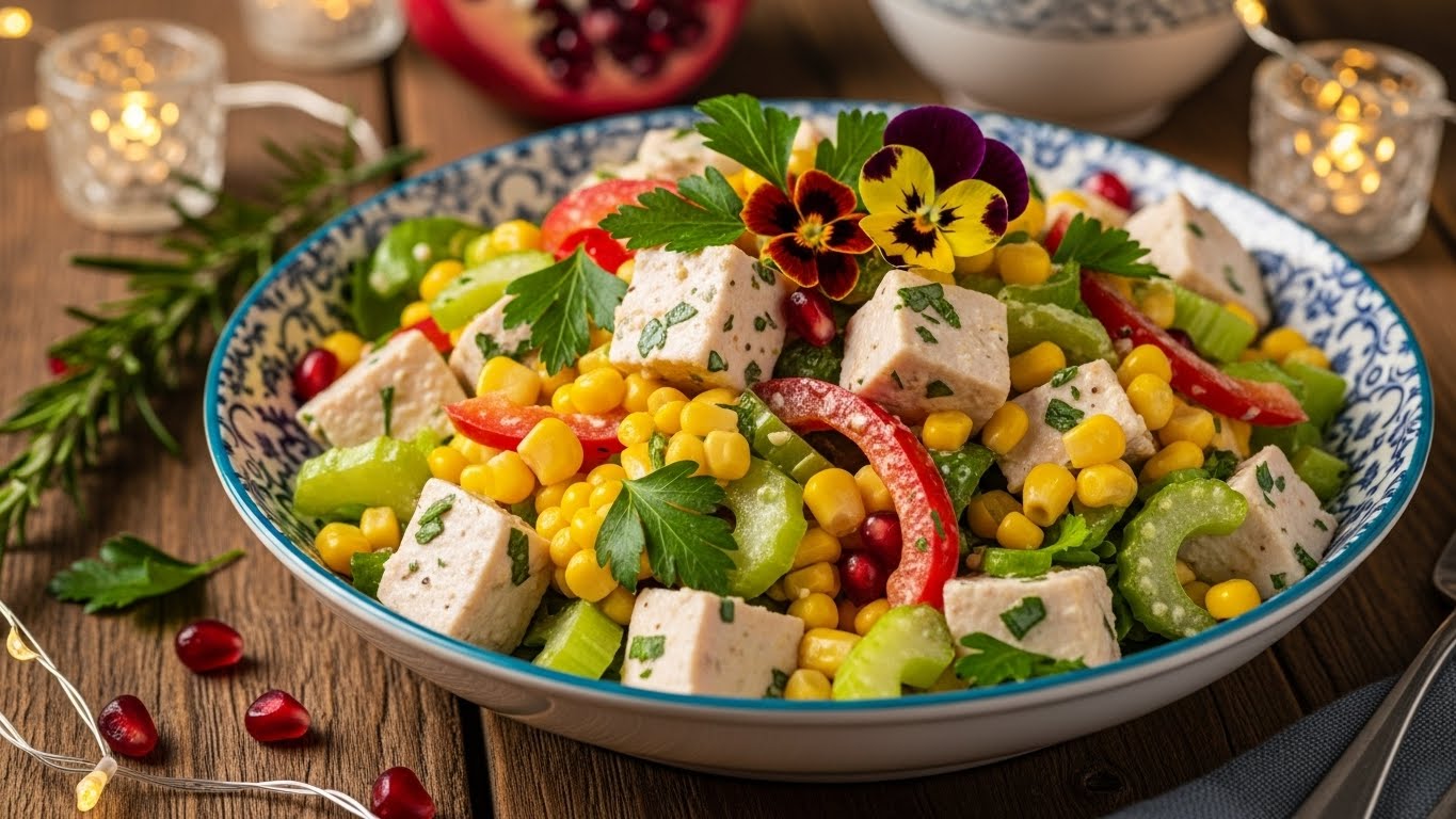 Salada Festiva de Frango com Milho Doce