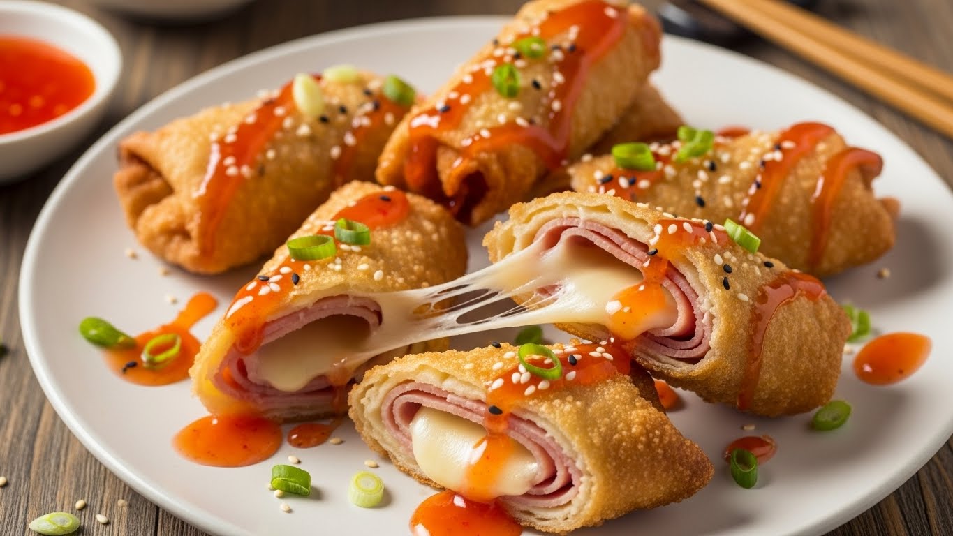 Rolinhos Crocantes de Queijo e Presunto Agridoce